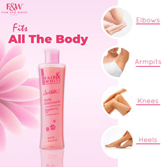 FAIR & WHITE oil next to exfoliating soap suggesting pre-use routine