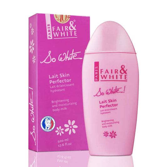 FAIR & WHITE front bottle showing product and clear benefits
