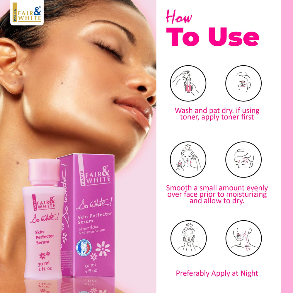 FAIR & WHITE serum applied on forearm showing even tone benefit