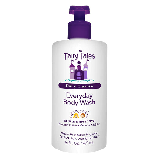 Fairy Tales bottle front label showing gentle cleanser and benefits
