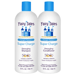 Fairy Tales front packaging showing 32 oz bottles and benefits