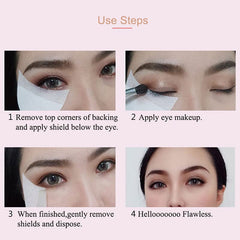 Faiteary pad shape next to a ruler showing size for proper under-eye coverage