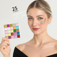 Fandamei applied on cheek demonstrating sparkly highlight and long-lasting hold