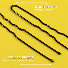 Fandamei bobby pins with rounded tips and black elastics for secure comfort
