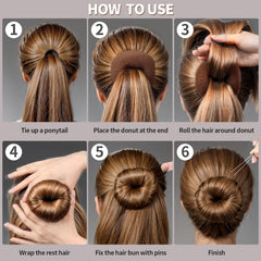 Fandamei bobby pins and elastics organized to secure buns comfortably