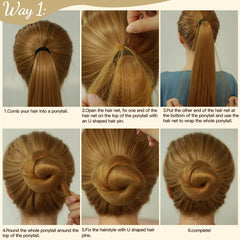 Fandamei finished ballet bun on model, sleek professional look
