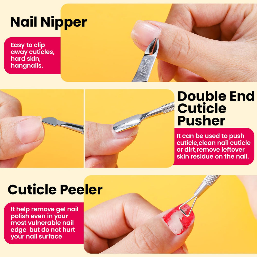 FANDAMEI stainless cuticle nipper and pusher detail showing precision trimming advantage
