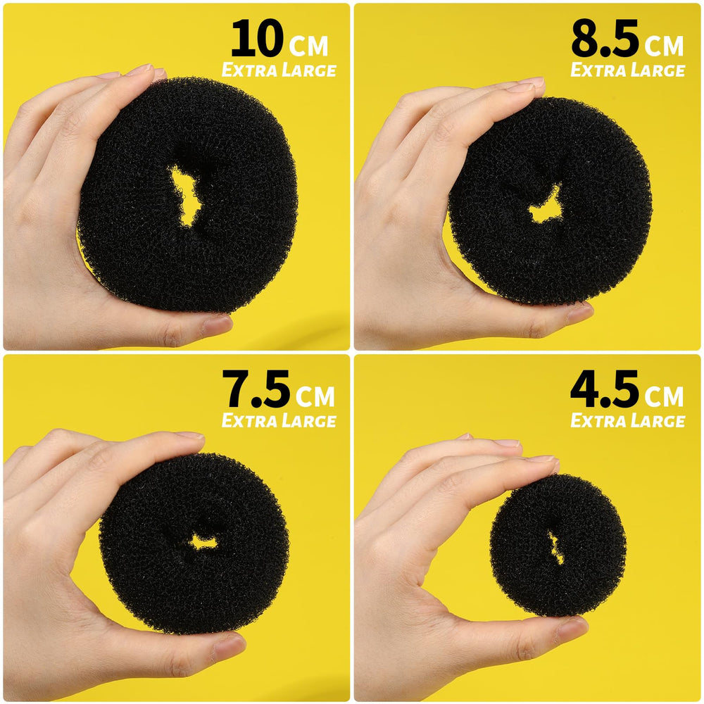 Fandamei extra-large black bun donut close-up showing volume and secure base