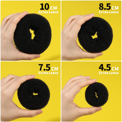 Fandamei extra-large black bun donut close-up showing volume and secure base