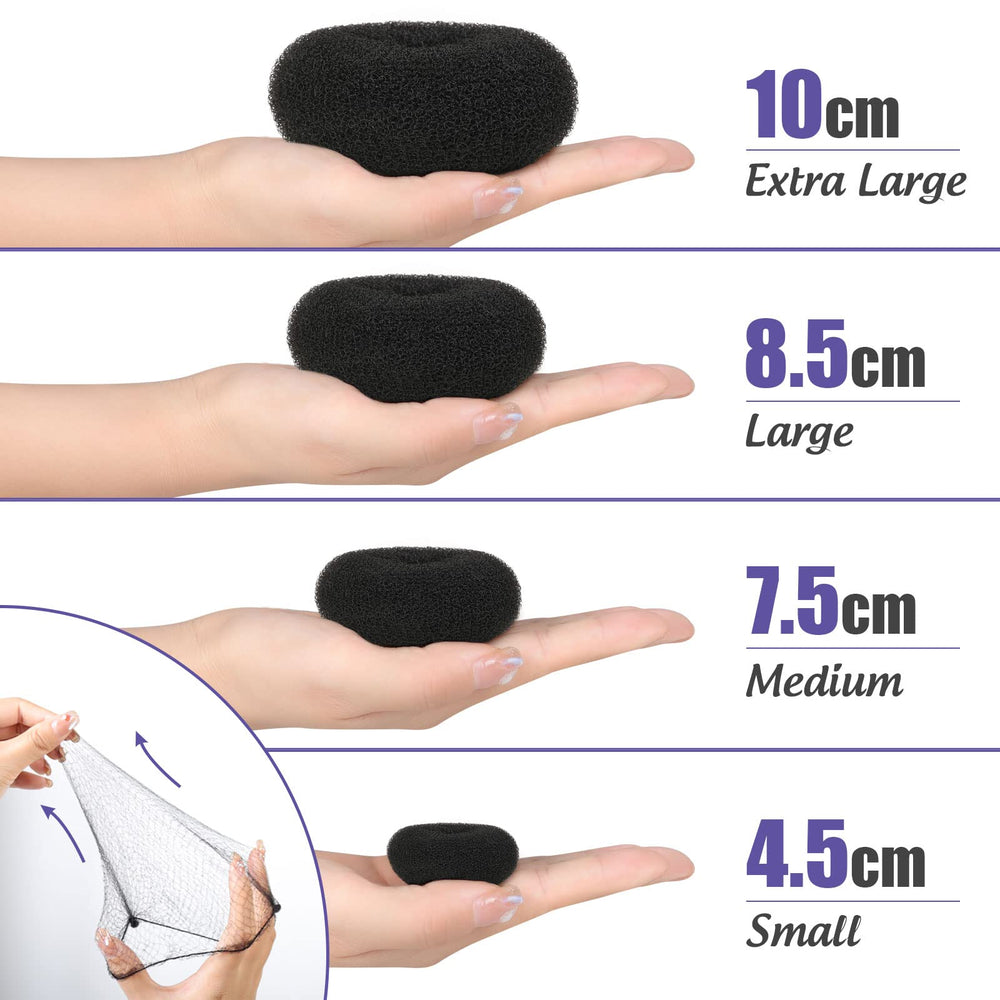 Fandamei four donut sizes arranged to show volume options for different hair lengths