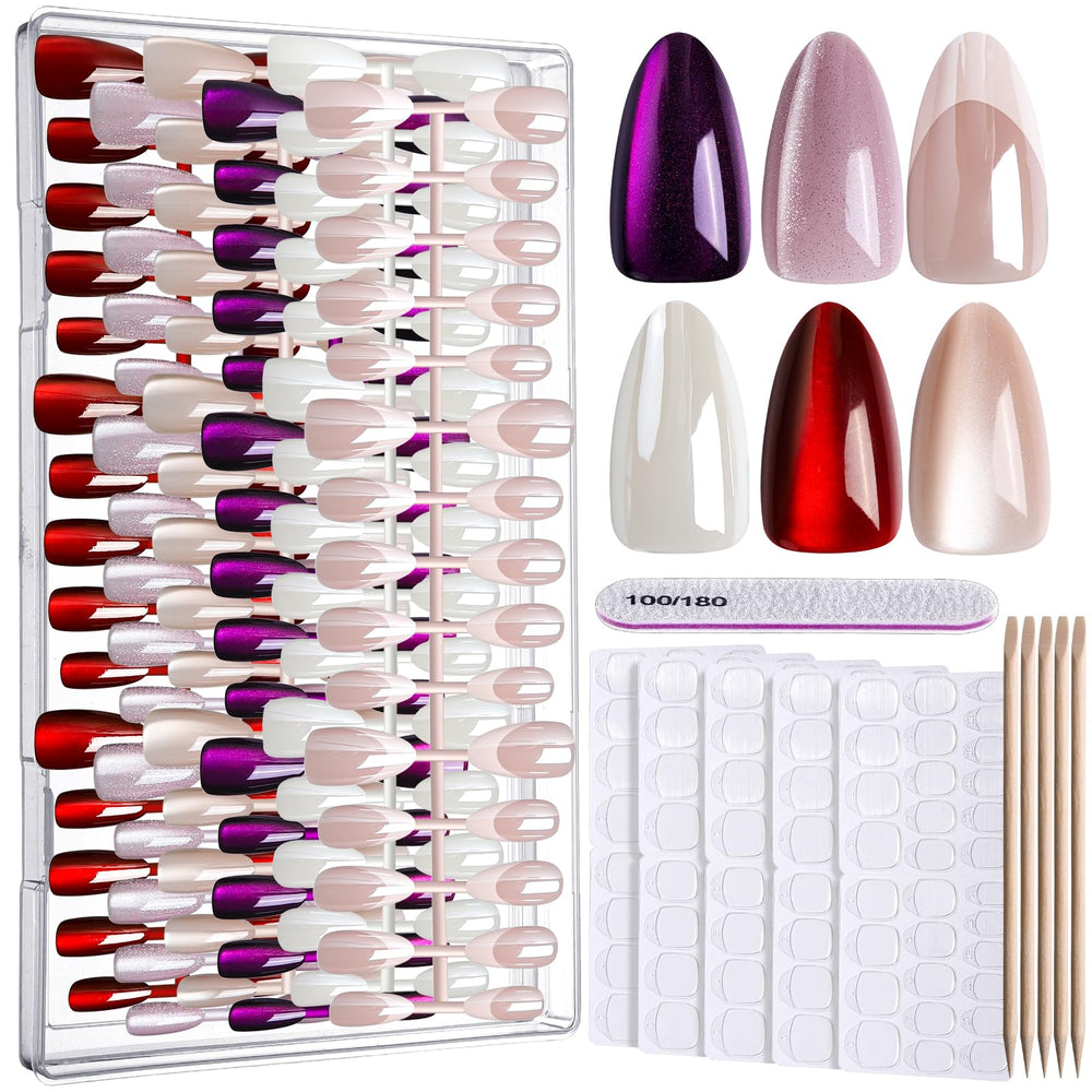 Fandamei front packaging showing six-color almond press-on kit for versatile styling