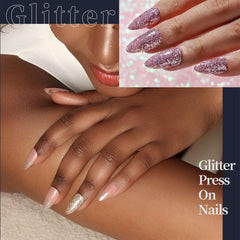 Fandamei glitter and pearly nails detail demonstrating sparkle and elegant sheen