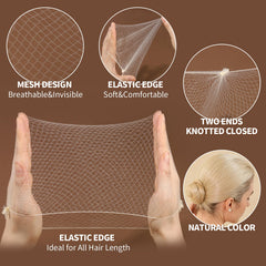 Fandamei hair net and pins detail demonstrating discreet hold and finish