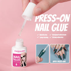 Fandamei nails applied on hand showing elegant long coffin shape and lengthening effect