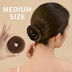 Fandamei on a young girl wearing extra-small bun for tidy kid-friendly hairstyle