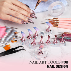 Fandamei lifestyle shot of a user painting a press-on nail with stability