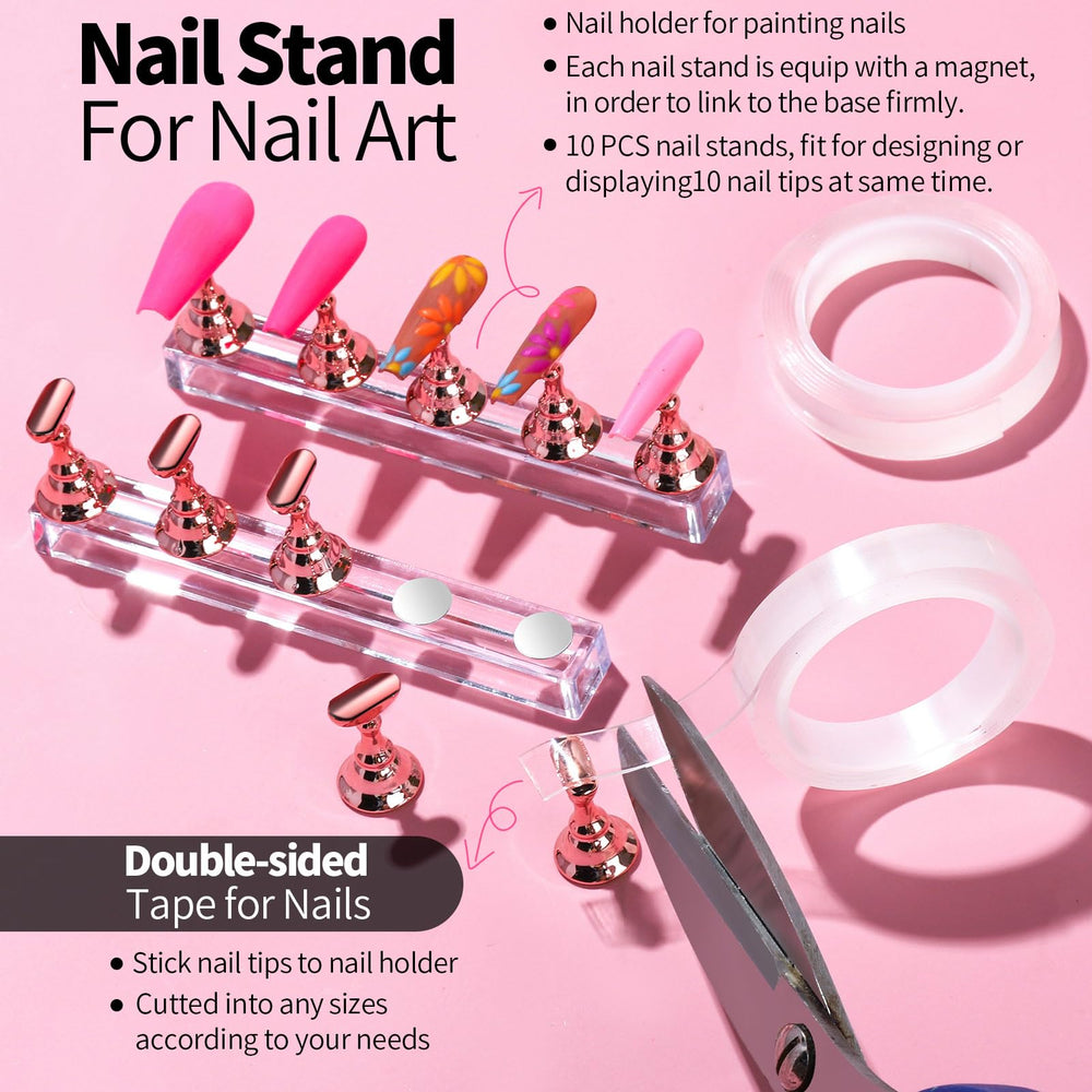 Fandamei magnetic nail stands arranged holding multiple tips securely