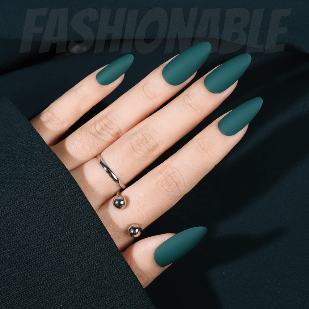 Fandamei nails applied on a hand showcasing natural fit and elegant medium almond shape
