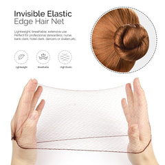 Fandamei net wrapped around bun side view showing smooth, tidy finish benefit