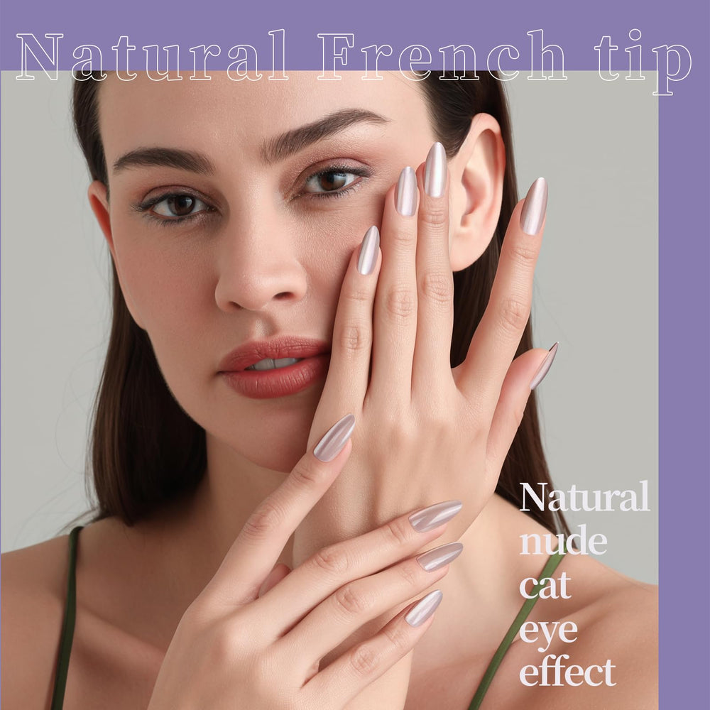 Fandamei almond nails on hand showing size and flattering finger length