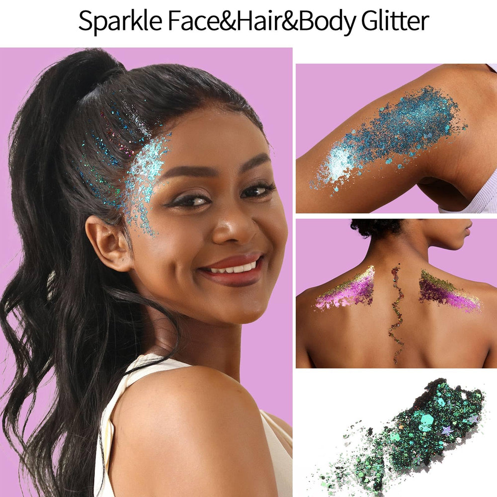 Close detail of Fandamei sequins and chunky glitters for dimensional effects
