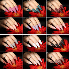 Fandamei nails beside a ruler showing medium almond length and easy trimming benefit