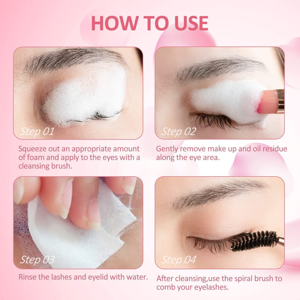 FANMIN lash cleaning demonstration on model showing improved extension hygiene