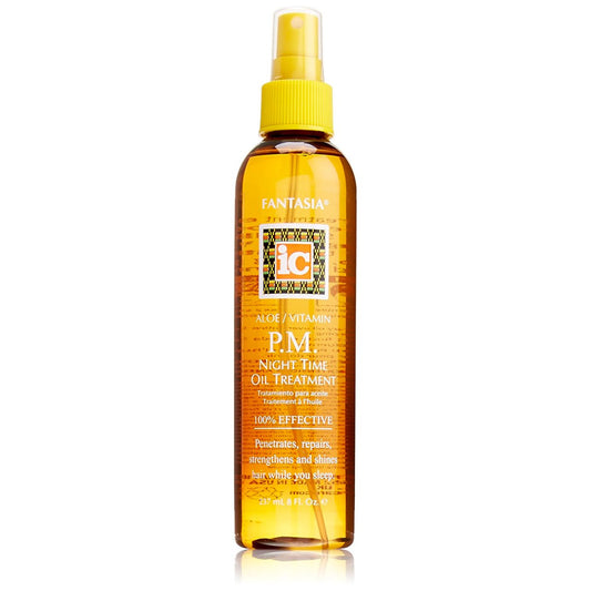 Fantasia PM Night Oil Treatment front bottle showing label and 8 ounce size for easy use