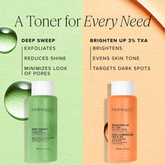 Farmacy Deep Sweep on bathroom shelf suggesting daily skincare use