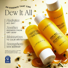 Farmacy essence pouring into hand illustrating quick absorption and refreshed skin