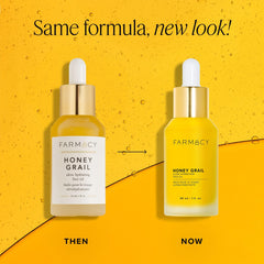 Farmacy Honey Grail oil droplet texture demonstrating lightweight absorption and radiant finish