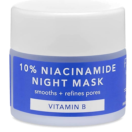 Farmacy front packaging of niacinamide overnight mask shows label and size, promotes calm skin