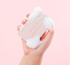 FarmHouse Fresh pink moon lather closeup revealing creamy foam and moisturizing benefit