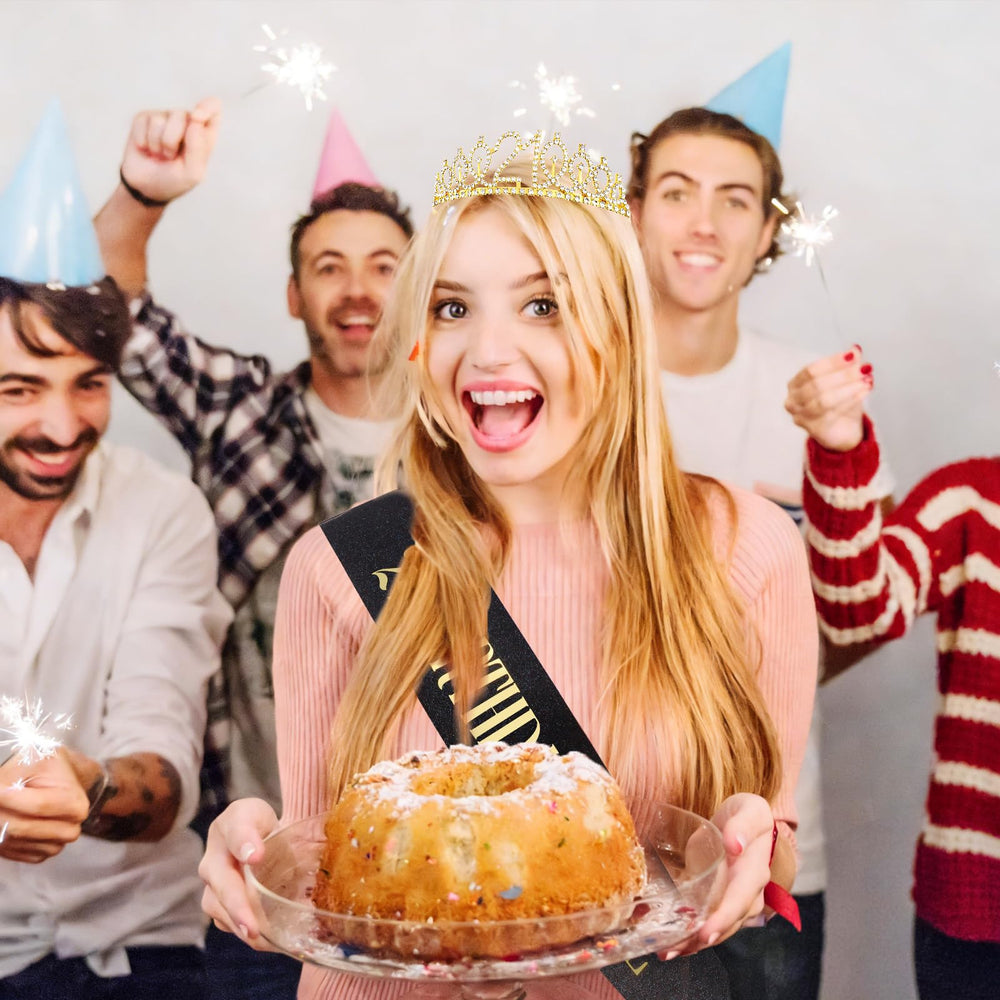 FASOTY crown on model in lifestyle scene emphasizing celebratory style