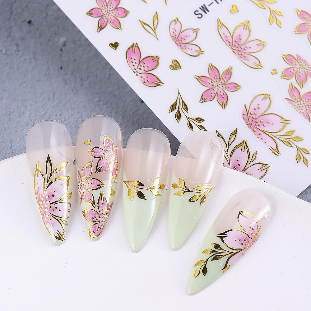FBABFBUO finished nail mannequin hand showing salon-quality floral manicure