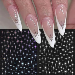 FBABFBUO French manicure accented with stars, elegant party-ready style