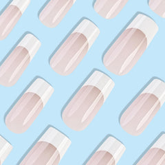 FBABFBUO hand applying press-on nail demonstrating easy at-home application benefit