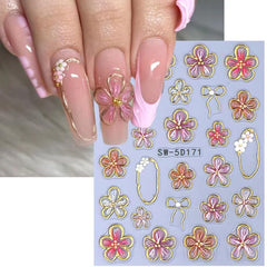 FBABFBUO decals applied on acrylic nail tip demonstrating dimensional finish