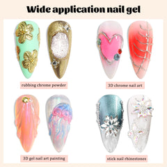 Fcozpjk cured nail with chrome powder delivering mirror shine