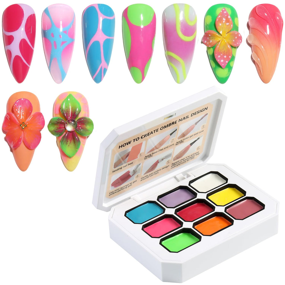 Fcozpjk front packaging showing nine neon gel colors for quick color selection