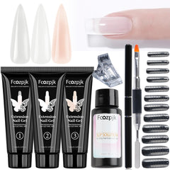 Fcozpjk front packaging showing full poly gel starter kit benefits