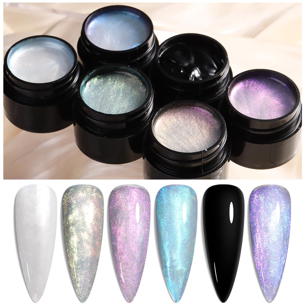 Fcozpjk open bottles displaying six shimmering gel colors for creative mixes