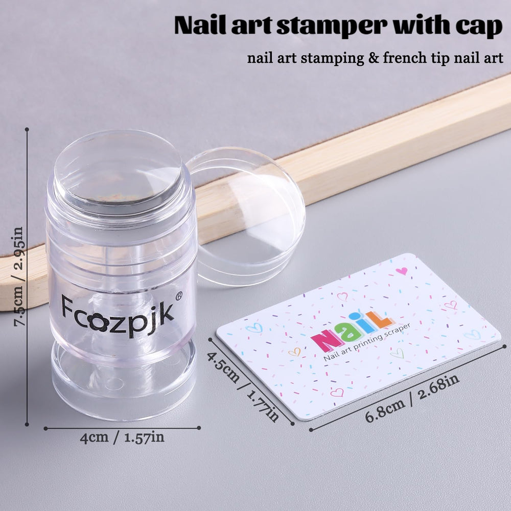 Fcozpjk stamper creating a French tip on nail for quick, consistent smile lines