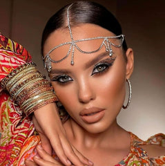 Fdesigner headpiece worn in a bridal lifestyle scene adding vintage glamour