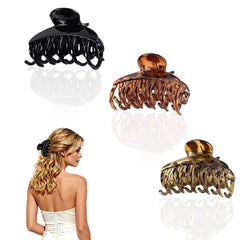 FEADIR front view of three tortoise shell clips shows versatile colors and compact size
