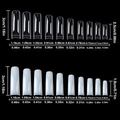 FEBSNOW clear organizer boxes open with sorted nail tips for instant size selection