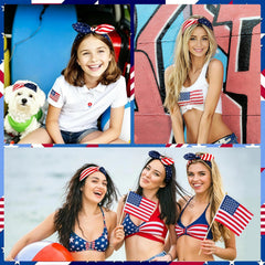 FEBSNOW three distinct red white blue headbands laid flat for mix-and-match looks