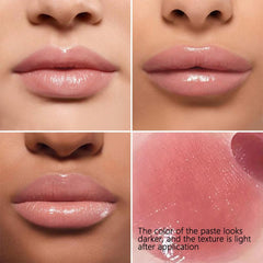 FeiCuiYun applied on lips demonstrating sheer honey-pink sheen and natural look