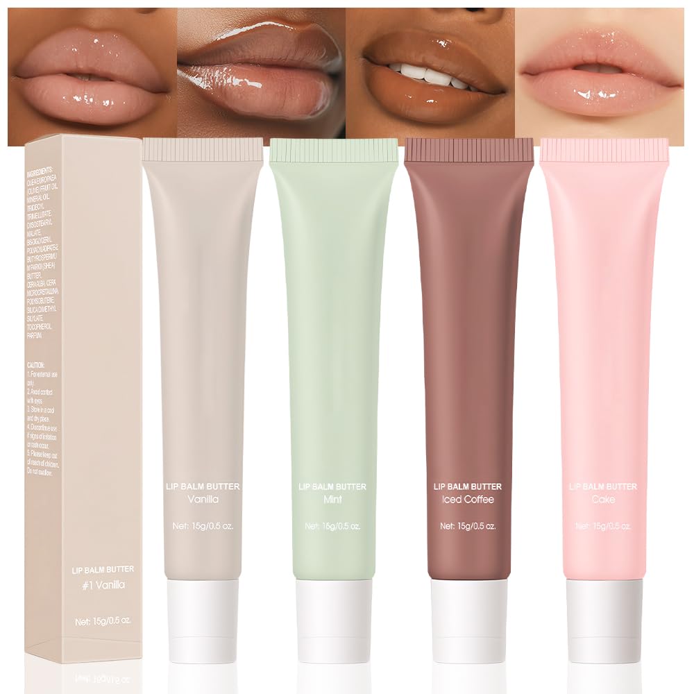 FeiCuiYun front packaging showing four tinted lip butters and benefits