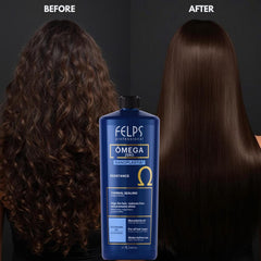 Felps Professional Omega creamy texture being poured showing coverage benefit